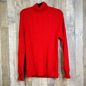 - Red Medium Unbranded Cable Knit Long Sleeve Turtleneck Sweater
